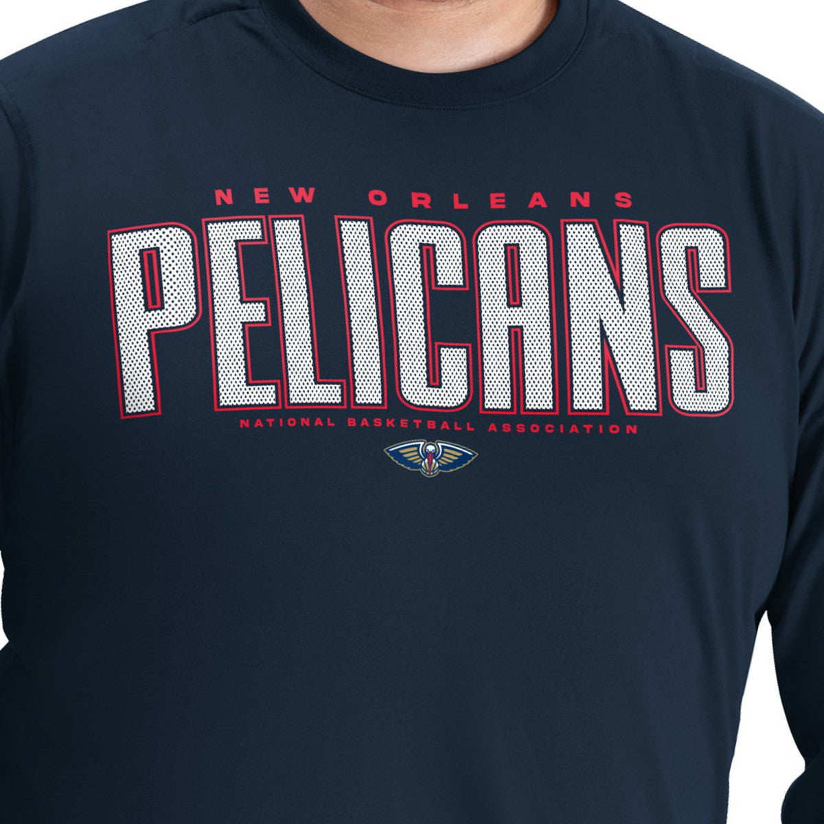 NBA - New Orleans Pelicans G-III Sports by Carl Banks Adaptive Printed Mesh Effect Long Sleeve T-Shirt - Navy