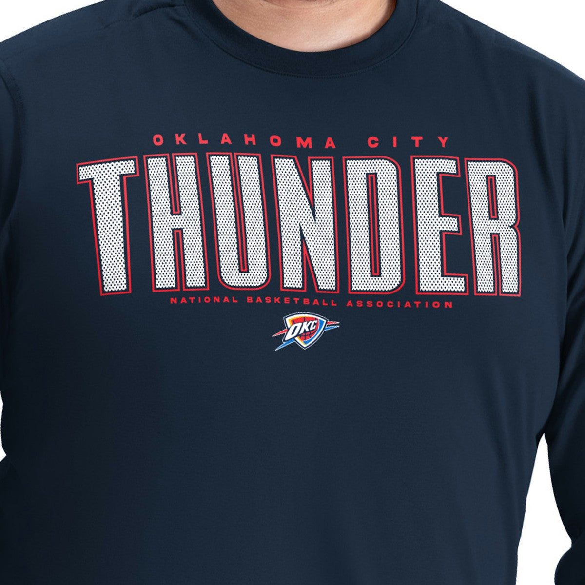 NBA - Oklahoma City Thunder G-III Sports by Carl Banks Adaptive Printed Mesh Effect Long Sleeve T-Shirt - Navy