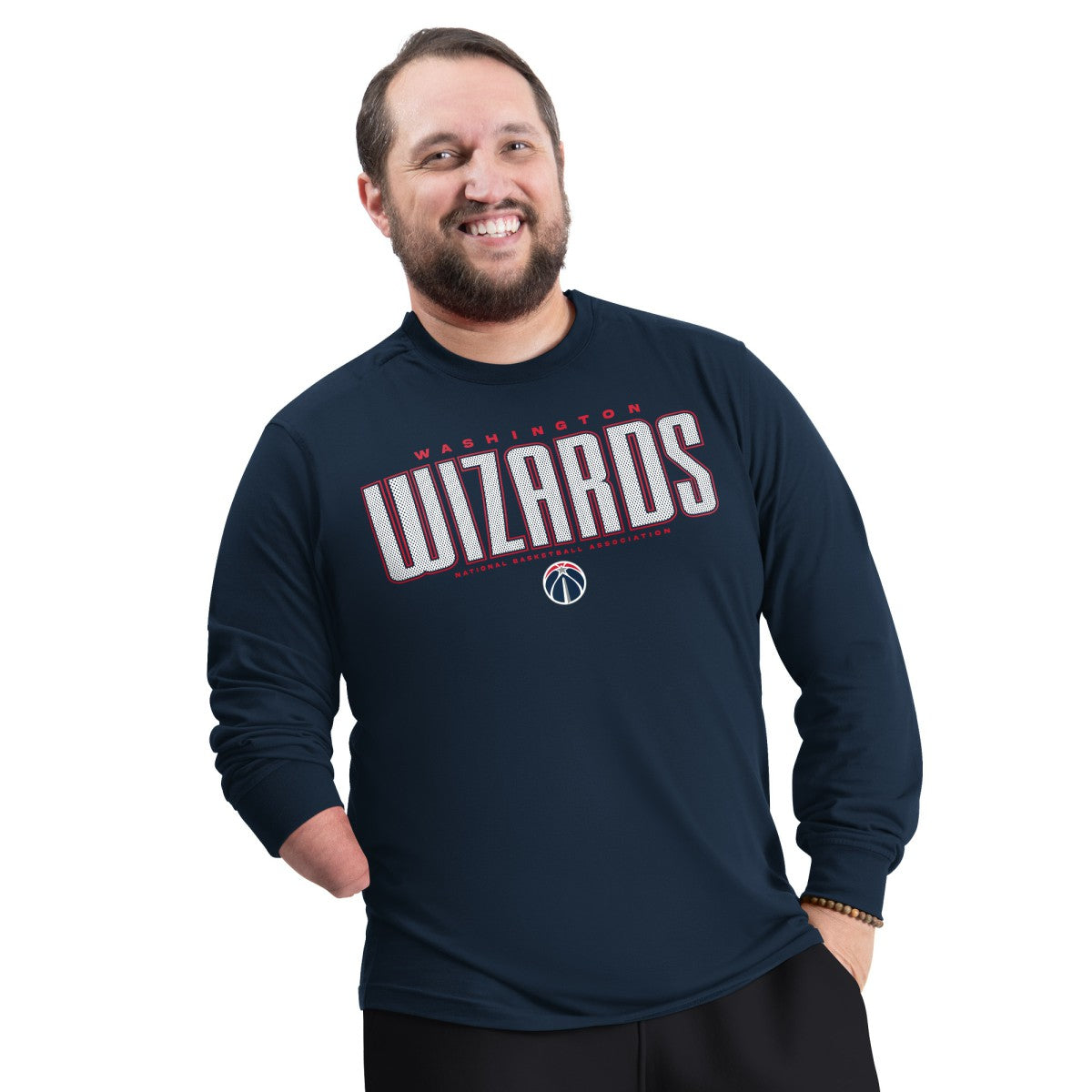 NBA - Washington Wizards G-III Sports by Carl Banks Adaptive Printed Mesh Effect Long Sleeve T-Shirt - Navy