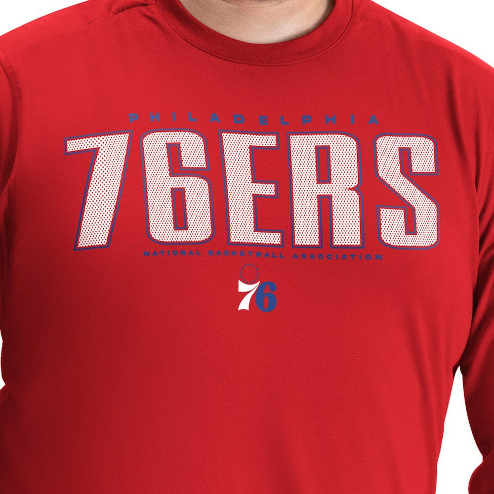 NBA - Philadelphia 76ers G-III Sports by Carl Banks Adaptive Printed Mesh Effect Long Sleeve T-Shirt - Red