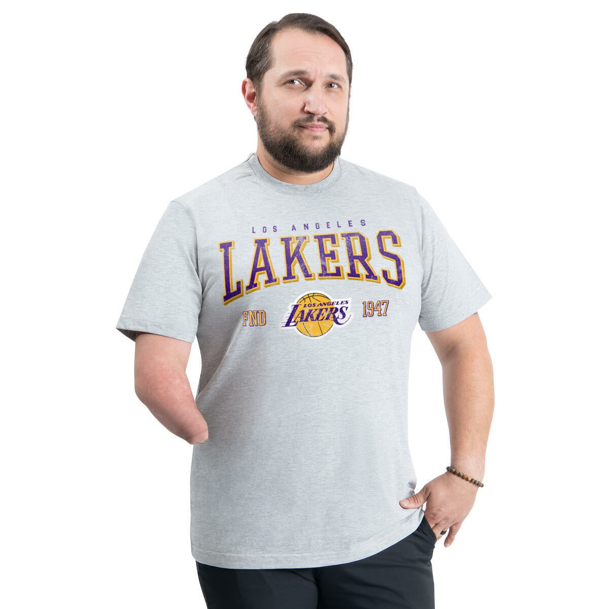 NBA - Los Angeles Lakers G-III Sports by Carl Banks Adaptive Classic Team Spirit Short Sleeve T-Shirt - Gray