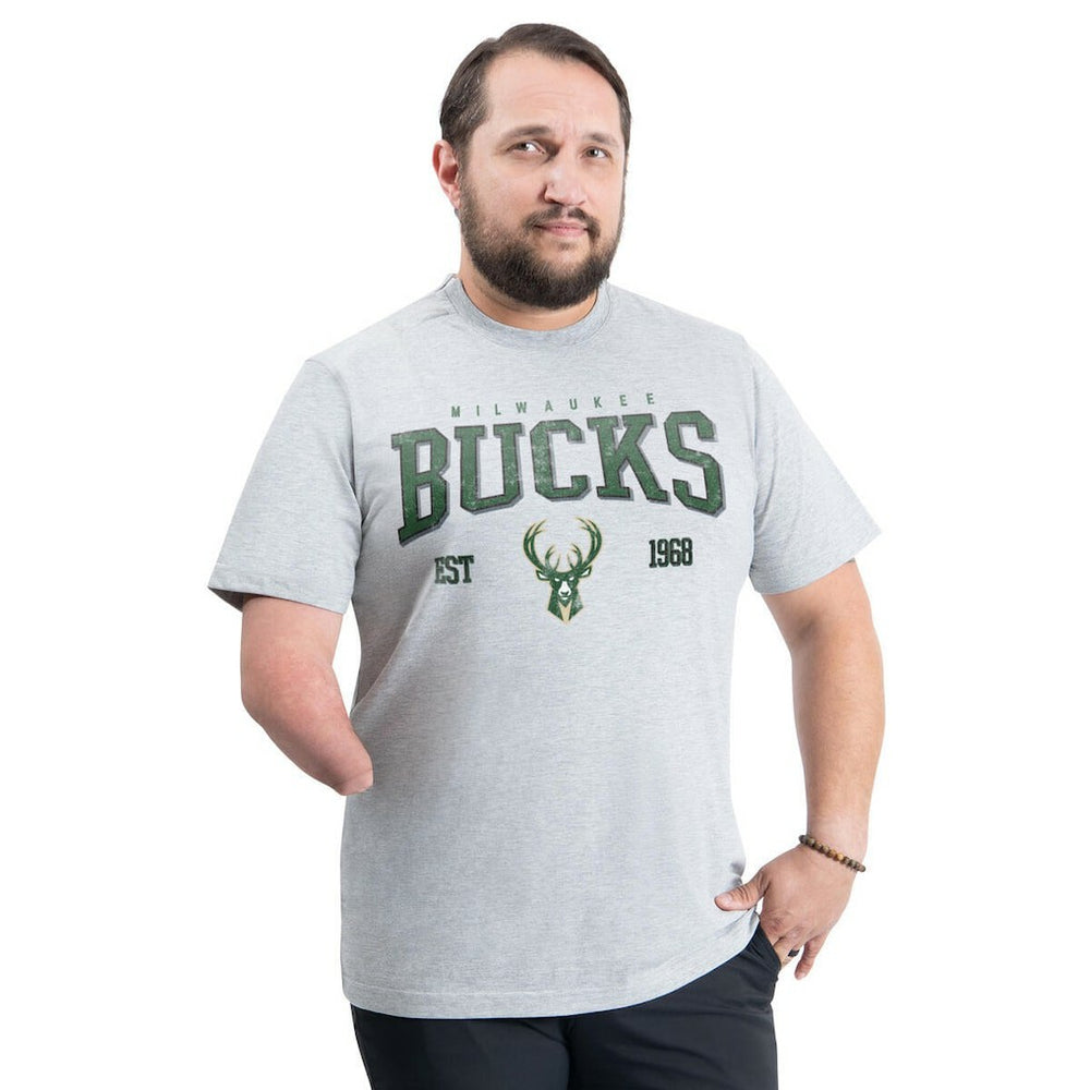 NBA - Milwaukee Bucks G-III Sports by Carl Banks Adaptive Classic Team Spirit Short Sleeve T-Shirt - Gray