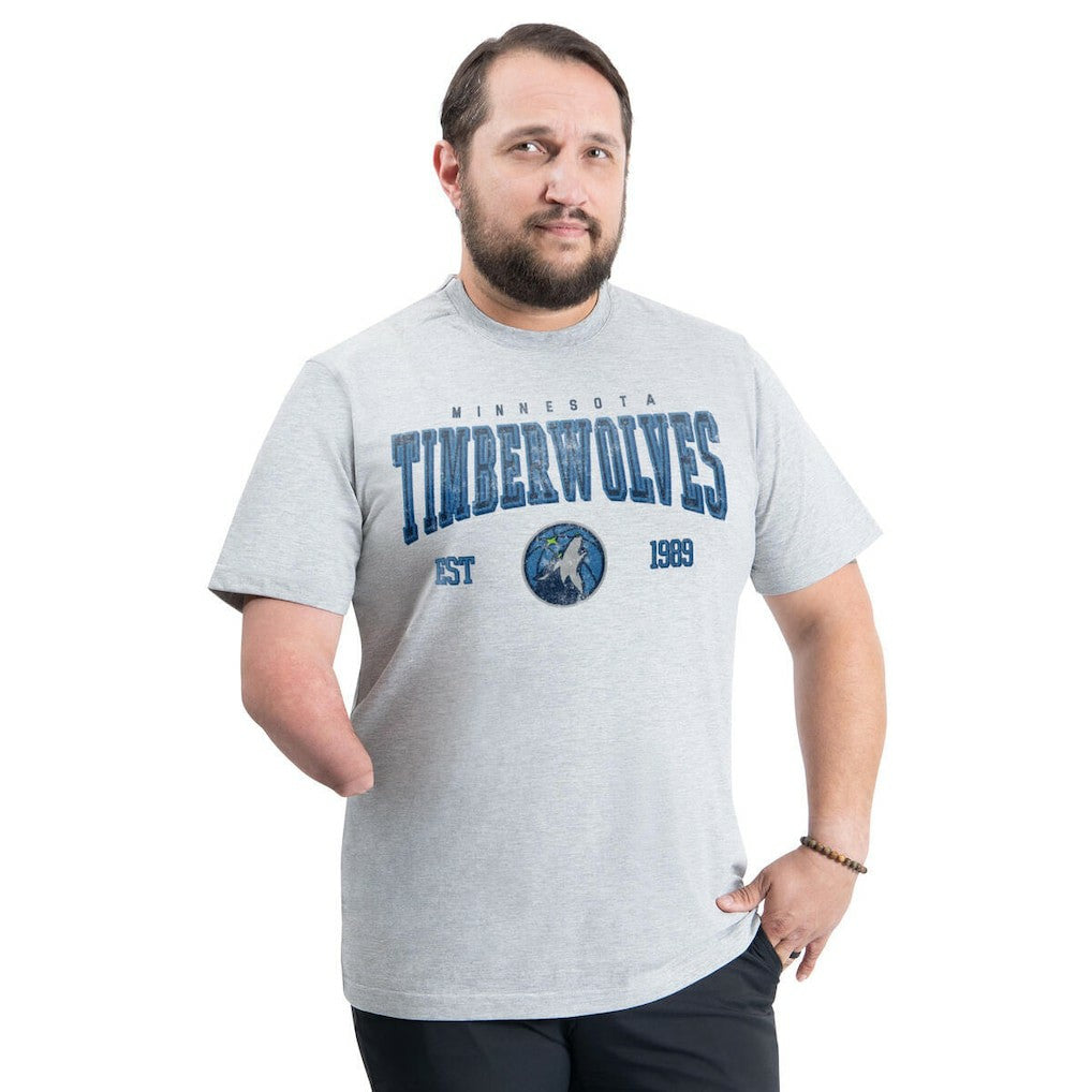 NBA - Minnesota Timberwolves G-III Sports by Carl Banks Adaptive Classic Team Spirit Short Sleeve T-Shirt - Gray