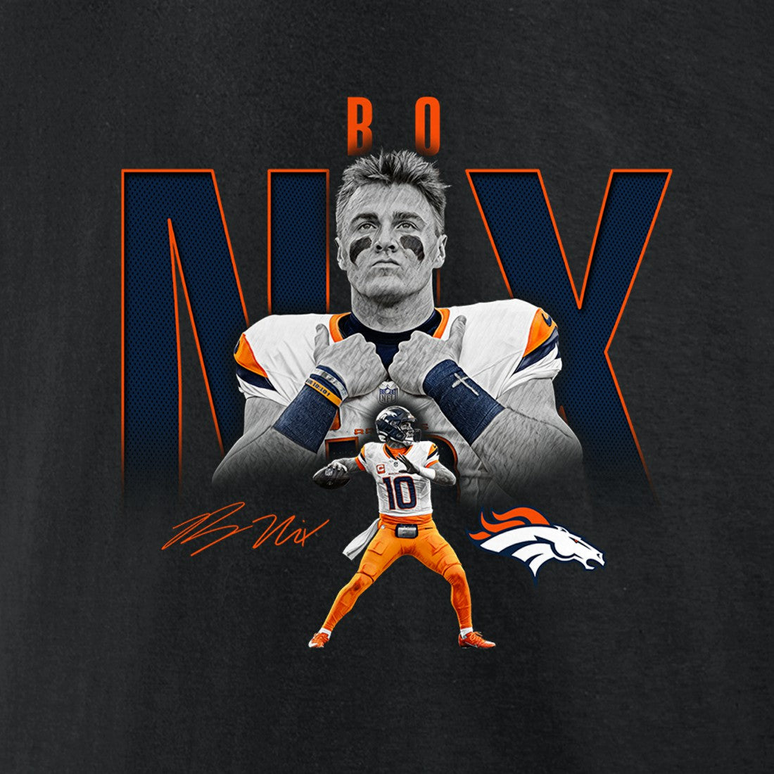 Bo Nix Denver Broncos Humble Shadow Player Graphic T-Shirt Black - NFL