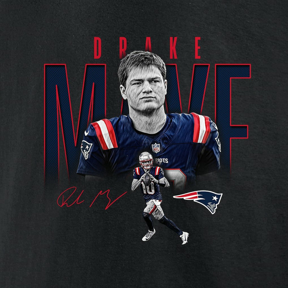 Drake Maye New England Patriots Humble Shadow Player Graphic T-Shirt Black - NFL