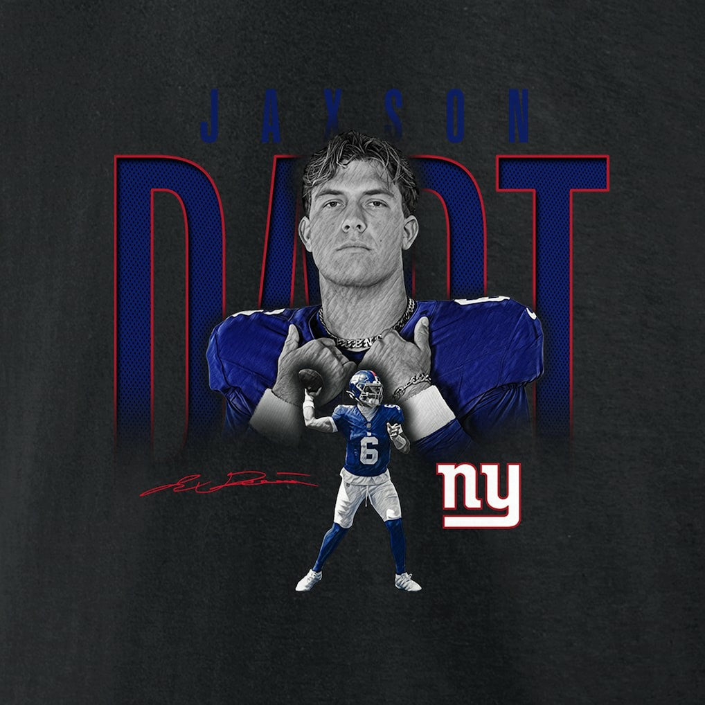 Jaxson Dart New York Giants Humble Shadow Player Graphic T-Shirt Black - NFL