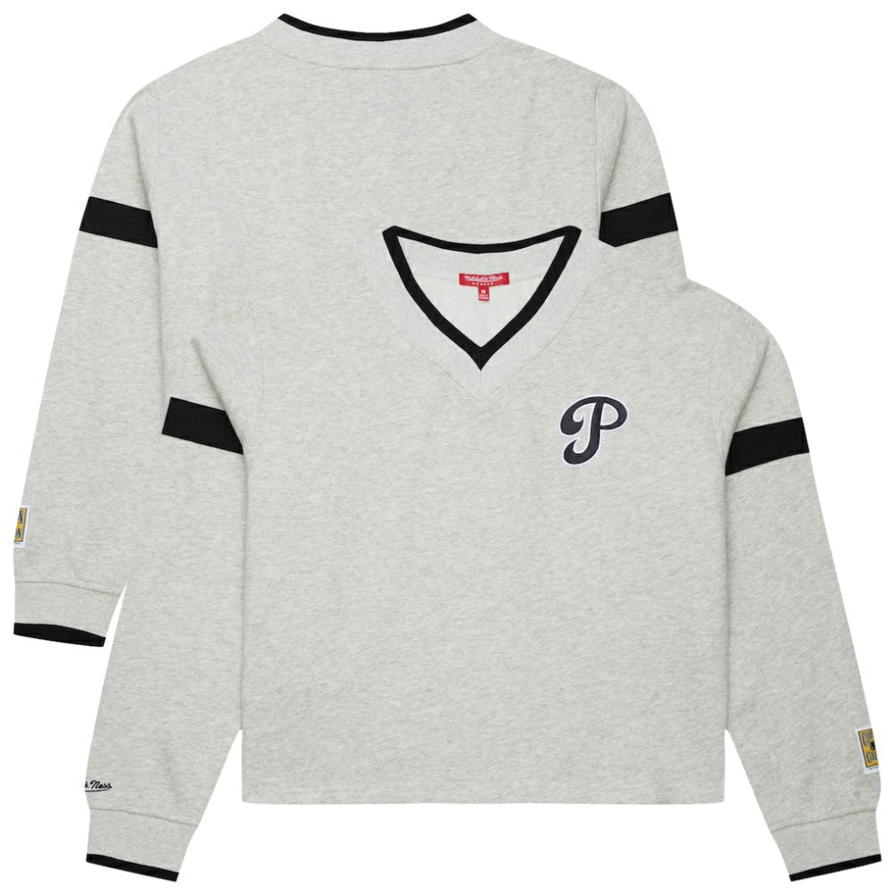 Philadelphia Phillies Mitchell & Ness Women's Cooperstown Collection V-Neck Cropped Toggle Sweatshirt for sale