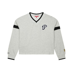 Philadelphia Phillies Mitchell & Ness Women's Cooperstown Collection V-Neck Cropped Toggle Sweatshirt for sale