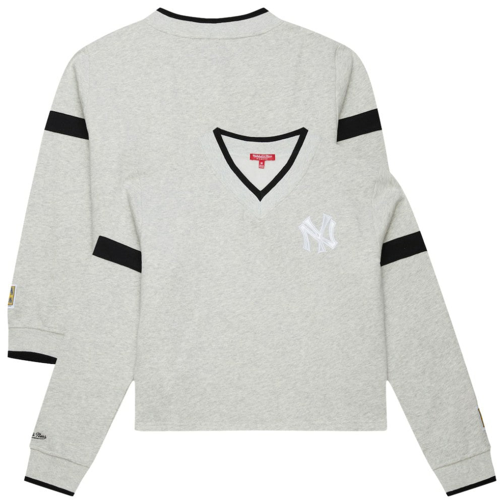 New York Yankees Mitchell & Ness Women's Cooperstown Collection V-Neck Cropped Toggle Sweatshirt Online