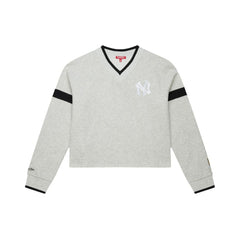 New York Yankees Mitchell & Ness Women's Cooperstown Collection V-Neck Cropped Toggle Sweatshirt Online