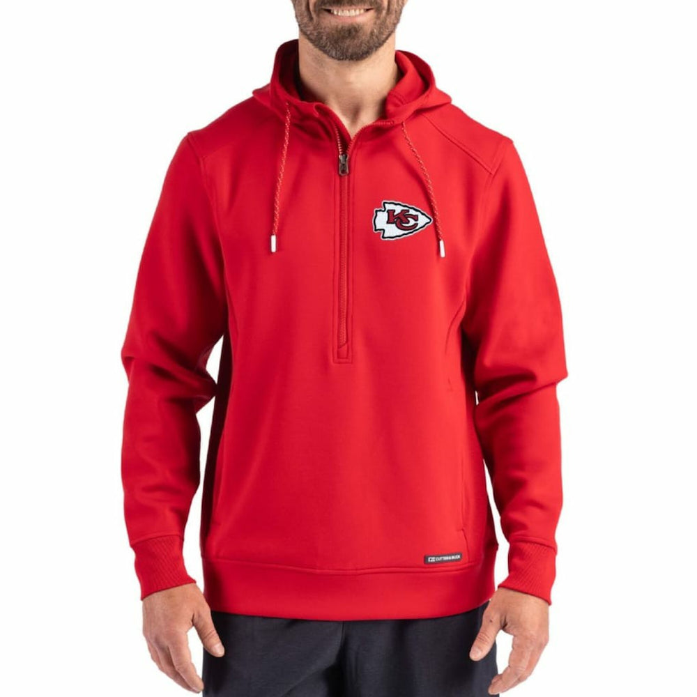 Kansas City Chiefs Cutter & Buck Roam Eco Half-Zip Recycled Pullover Hoodie Red - NFL
