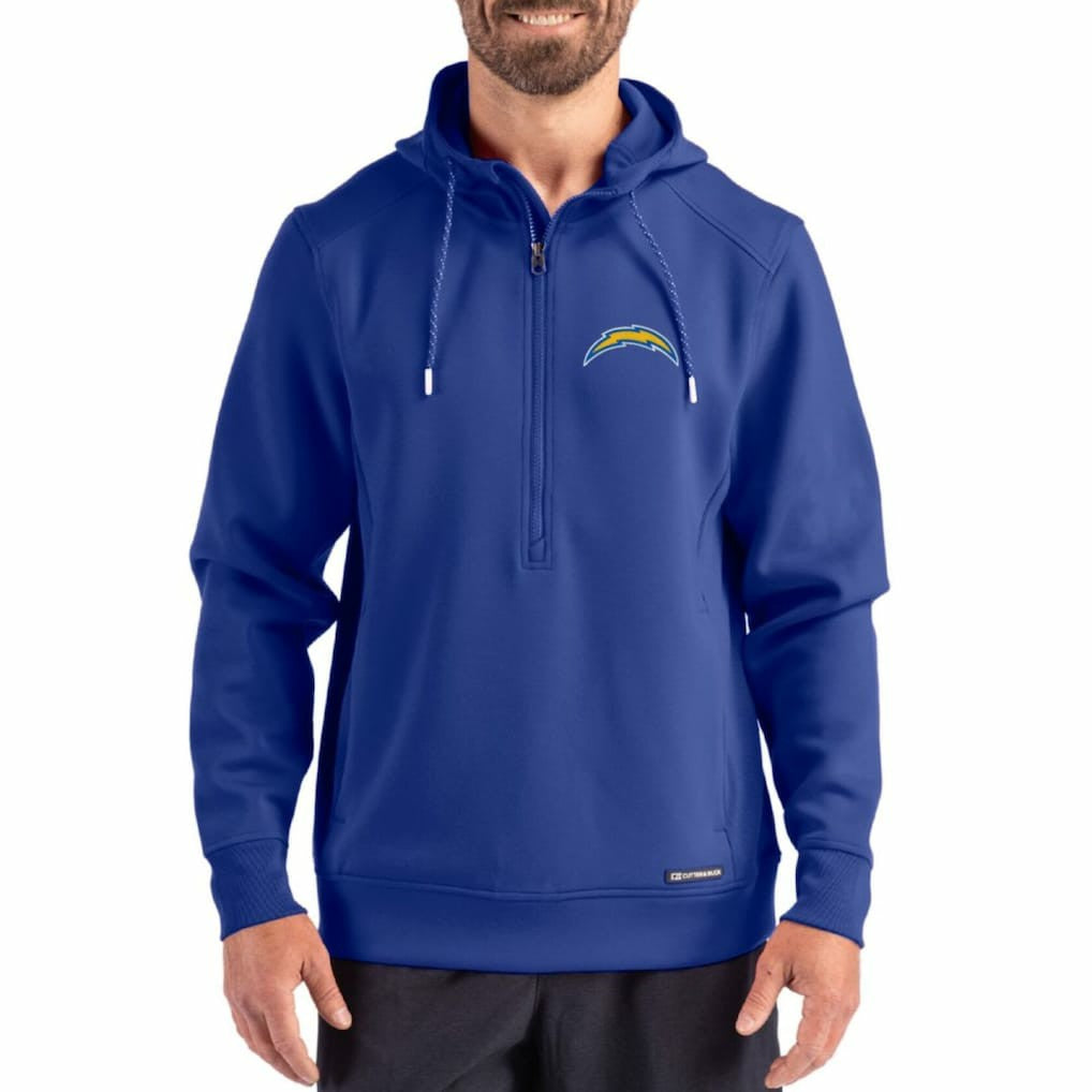 Los Angeles Chargers Cutter & Buck Roam Eco Half-Zip Recycled Pullover Hoodie Blue - NFL