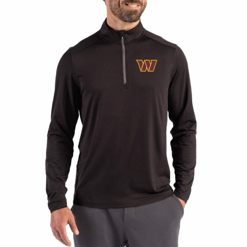 Washington Commanders Cutter & Buck Coastline Epic Comfort Recycled Quarter-Zip Pullover Black - NFL