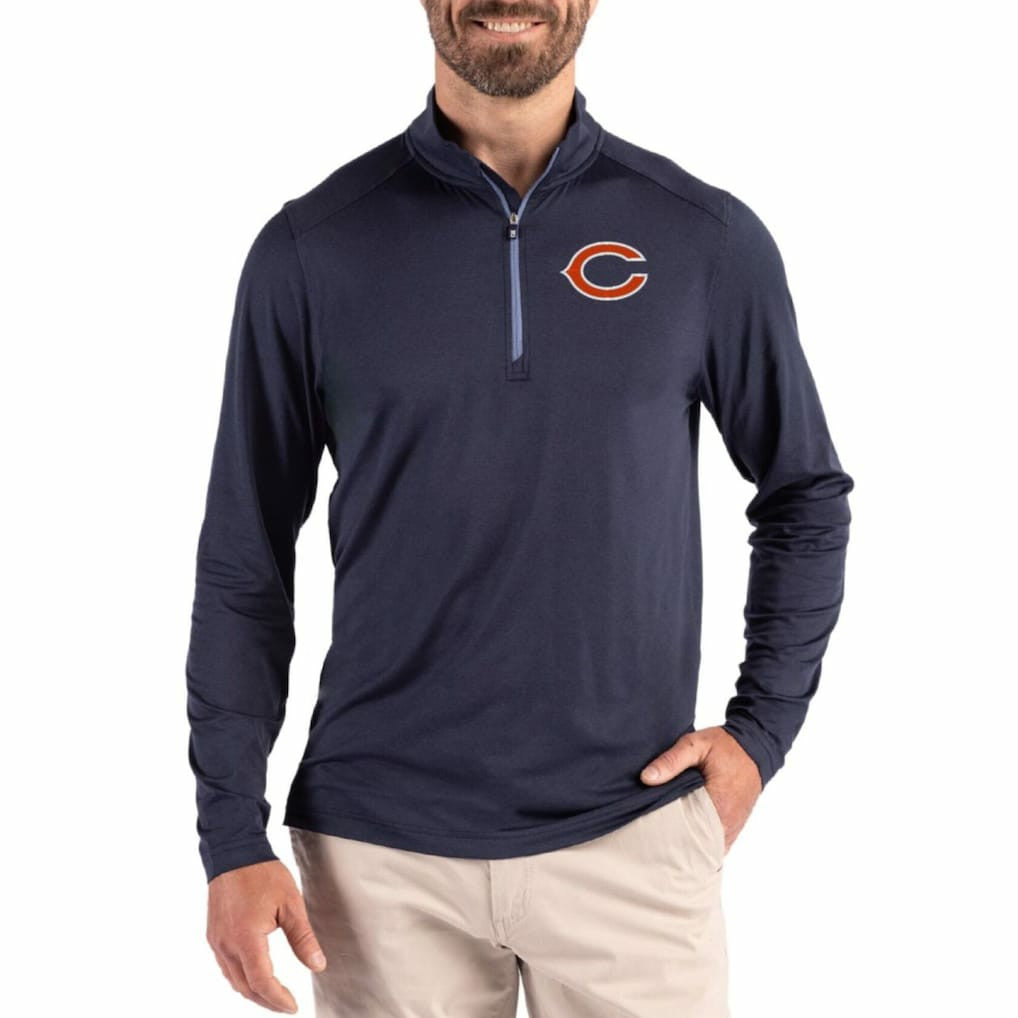Chicago Bears Cutter & Buck Coastline Epic Comfort Recycled Quarter-Zip Pullover Navy - NFL