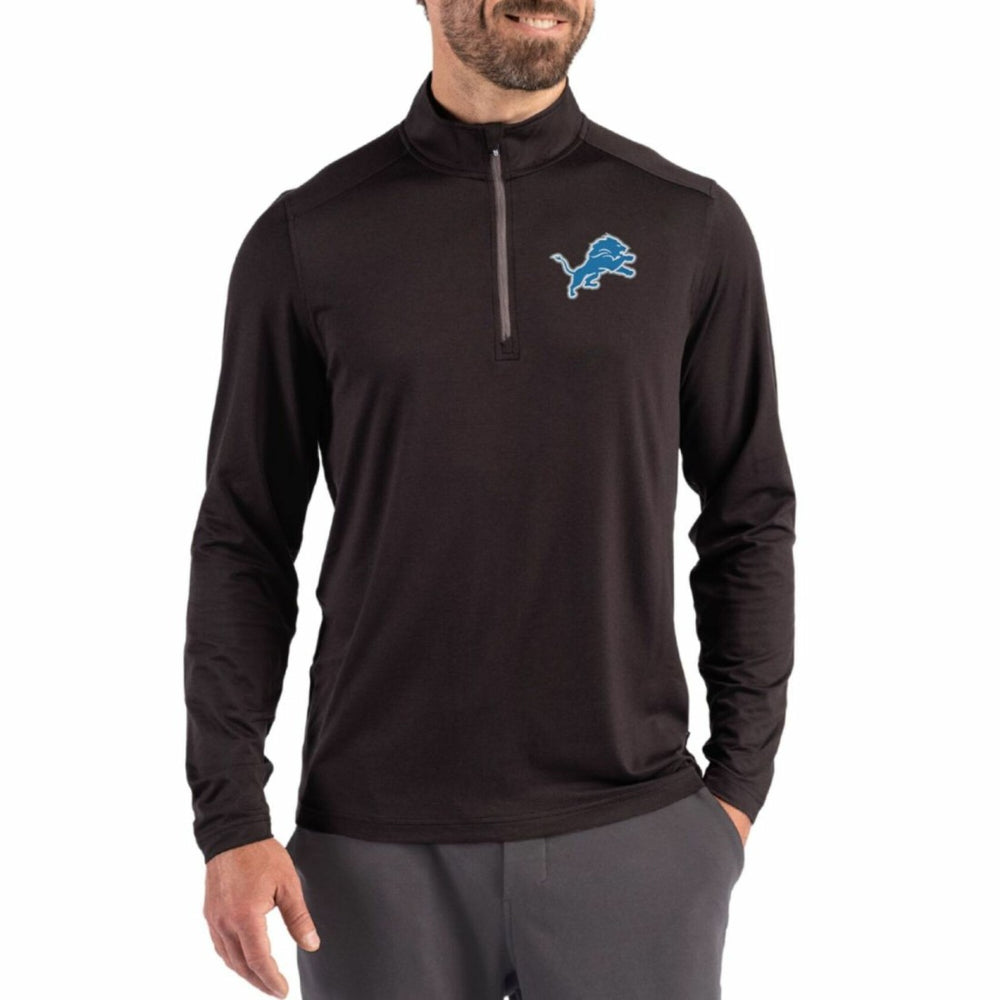 Detroit Lions Cutter & Buck Coastline Epic Comfort Recycled Quarter-Zip Pullover Black - NFL