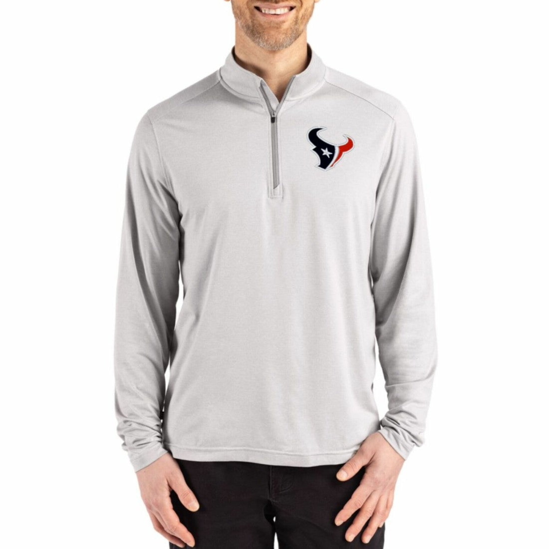 Houston Texans Cutter & Buck Coastline Epic Comfort Recycled Quarter-Zip Pullover Gray - NFL