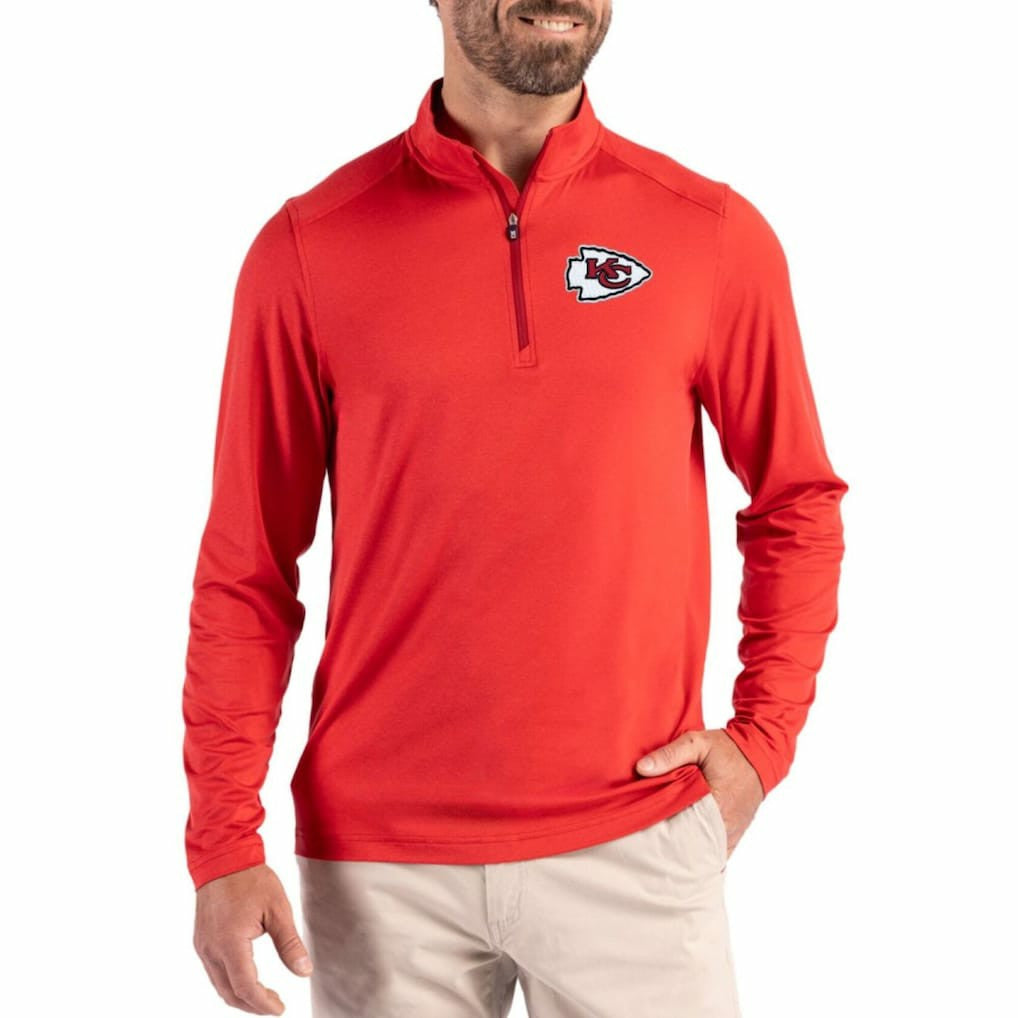 Kansas City Chiefs Cutter & Buck Coastline Epic Comfort Recycled Quarter-Zip Pullover Red - NFL