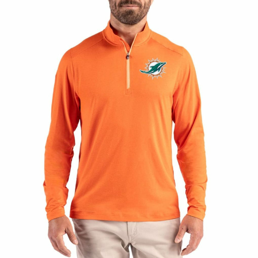 Miami Dolphins Cutter & Buck Coastline Epic Comfort Recycled Quarter-Zip Pullover Orange - NFL