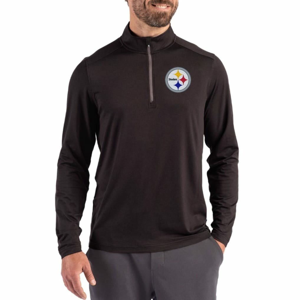 Pittsburgh Steelers Cutter & Buck Coastline Epic Comfort Recycled Quarter-Zip Pullover Black - NFL