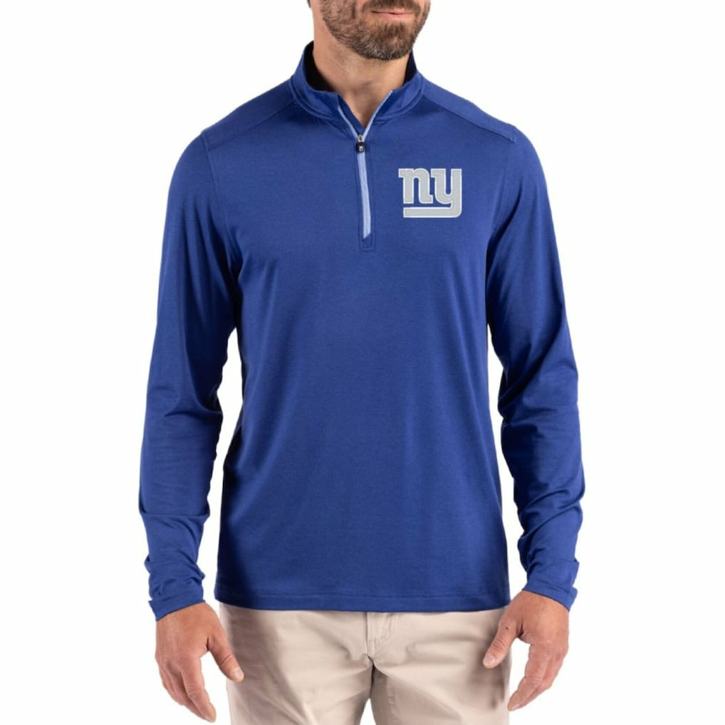 New York Giants Cutter & Buck Coastline Epic Comfort Recycled Quarter-Zip Pullover Royal - NFL