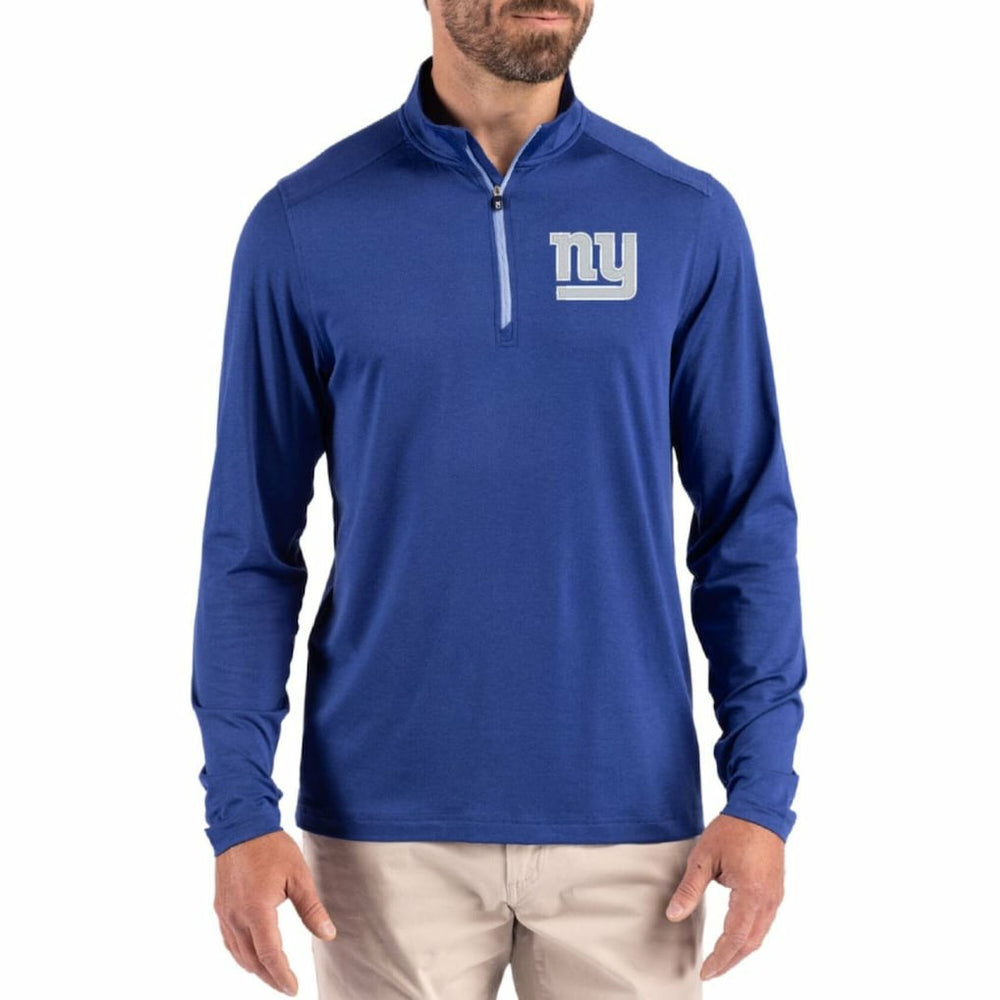 New York Giants Cutter & Buck Coastline Epic Comfort Recycled Quarter-Zip Pullover Royal - NFL
