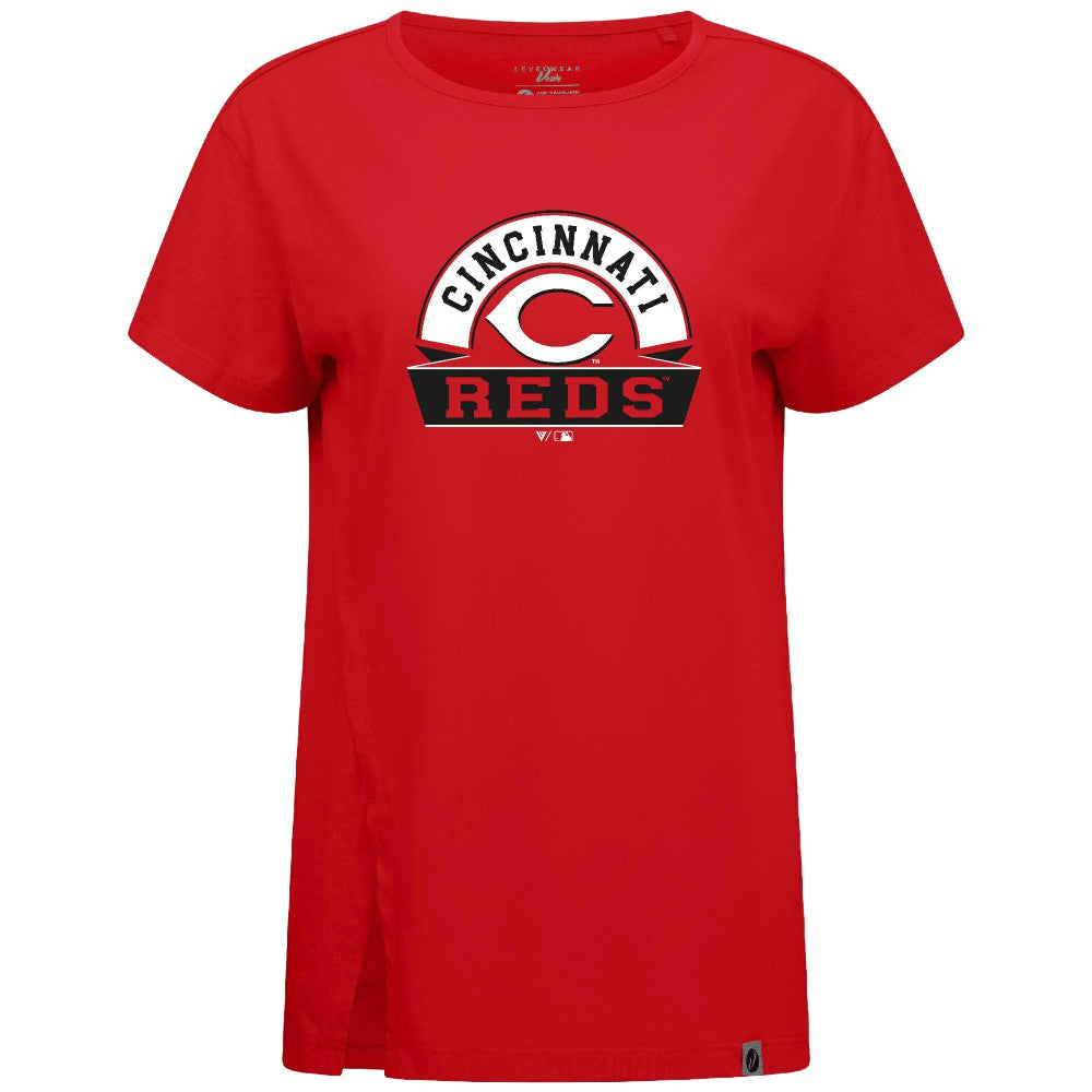 Cincinnati Reds Levelwear Women's Influx Banner Arch T-Shirt Lifestyle