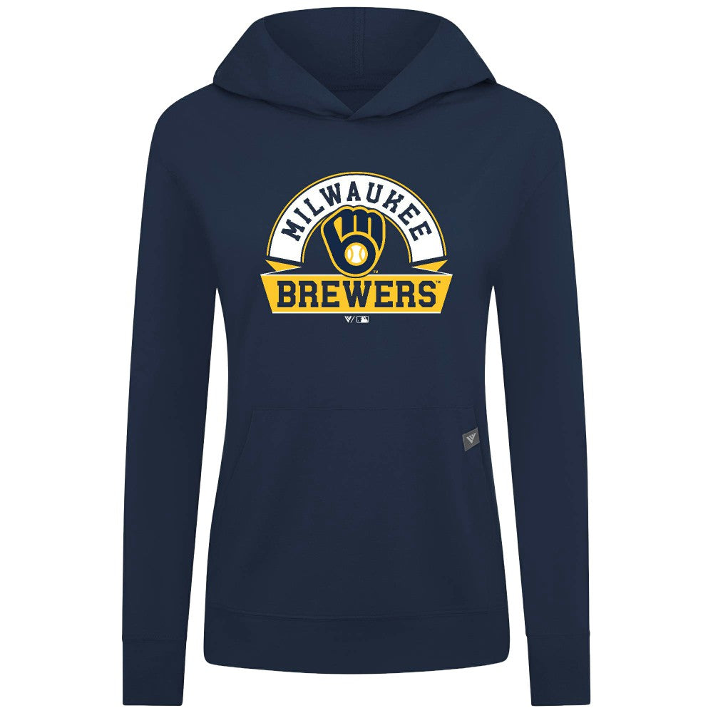 Milwaukee Brewers Levelwear Women's Relay Banner Arch Long Sleeve T-Shirt Hoodie On Sale
