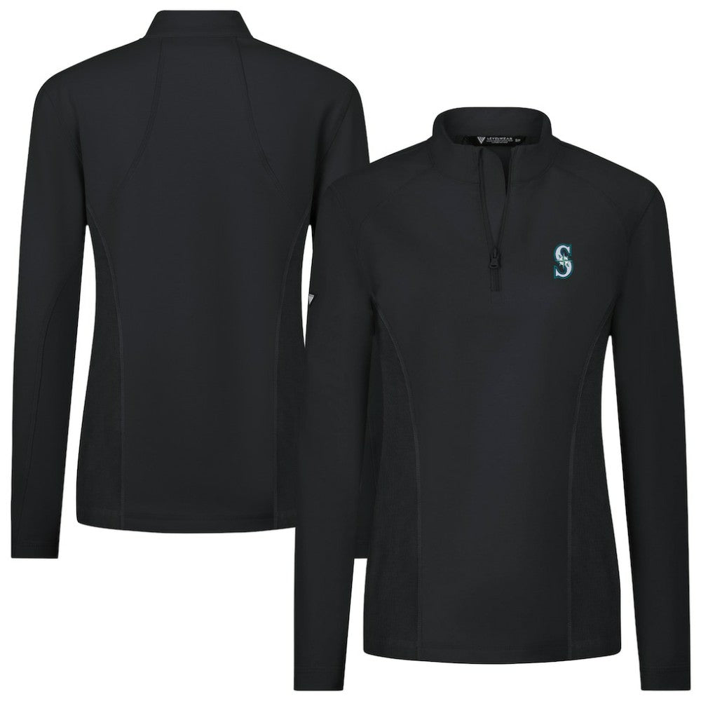 Seattle Mariners Levelwear Women's Upright Insignia 2.0 Quarter-Zip Tri-Blend Top Clearance