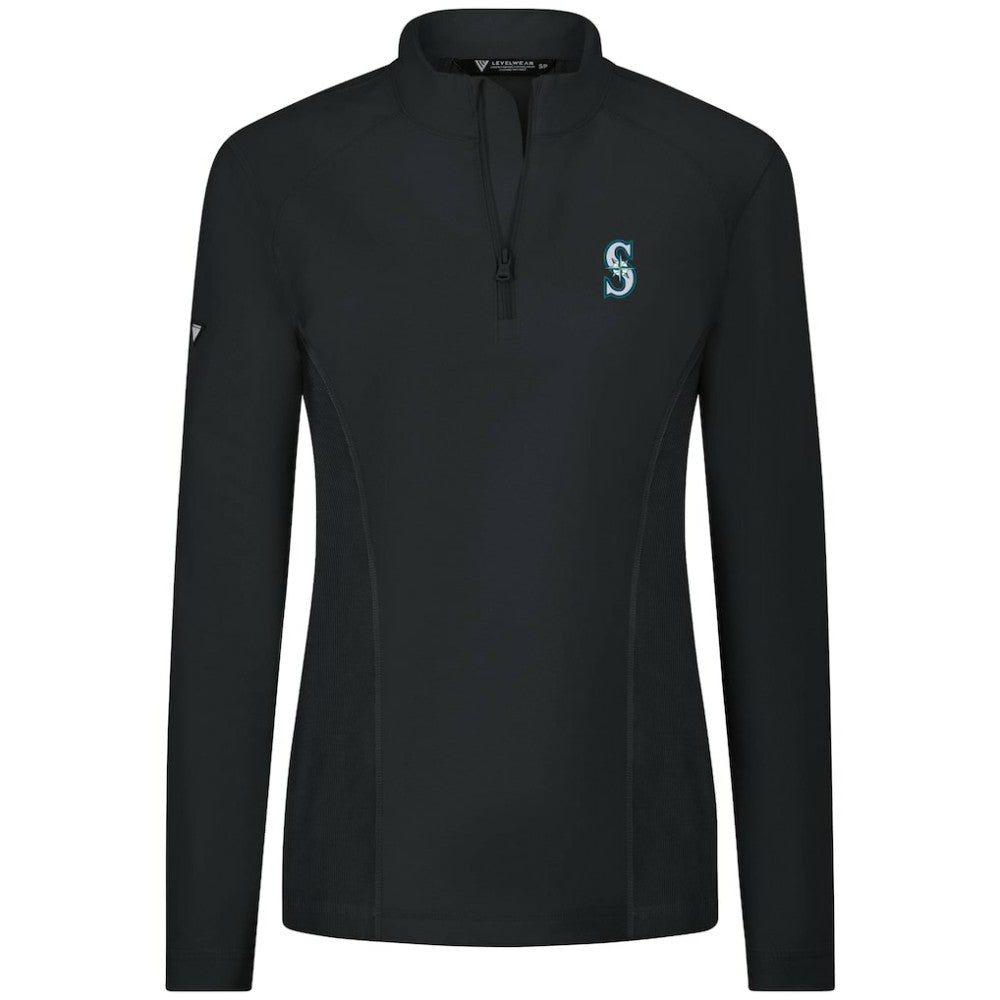 Seattle Mariners Levelwear Women's Upright Insignia 2.0 Quarter-Zip Tri-Blend Top Clearance