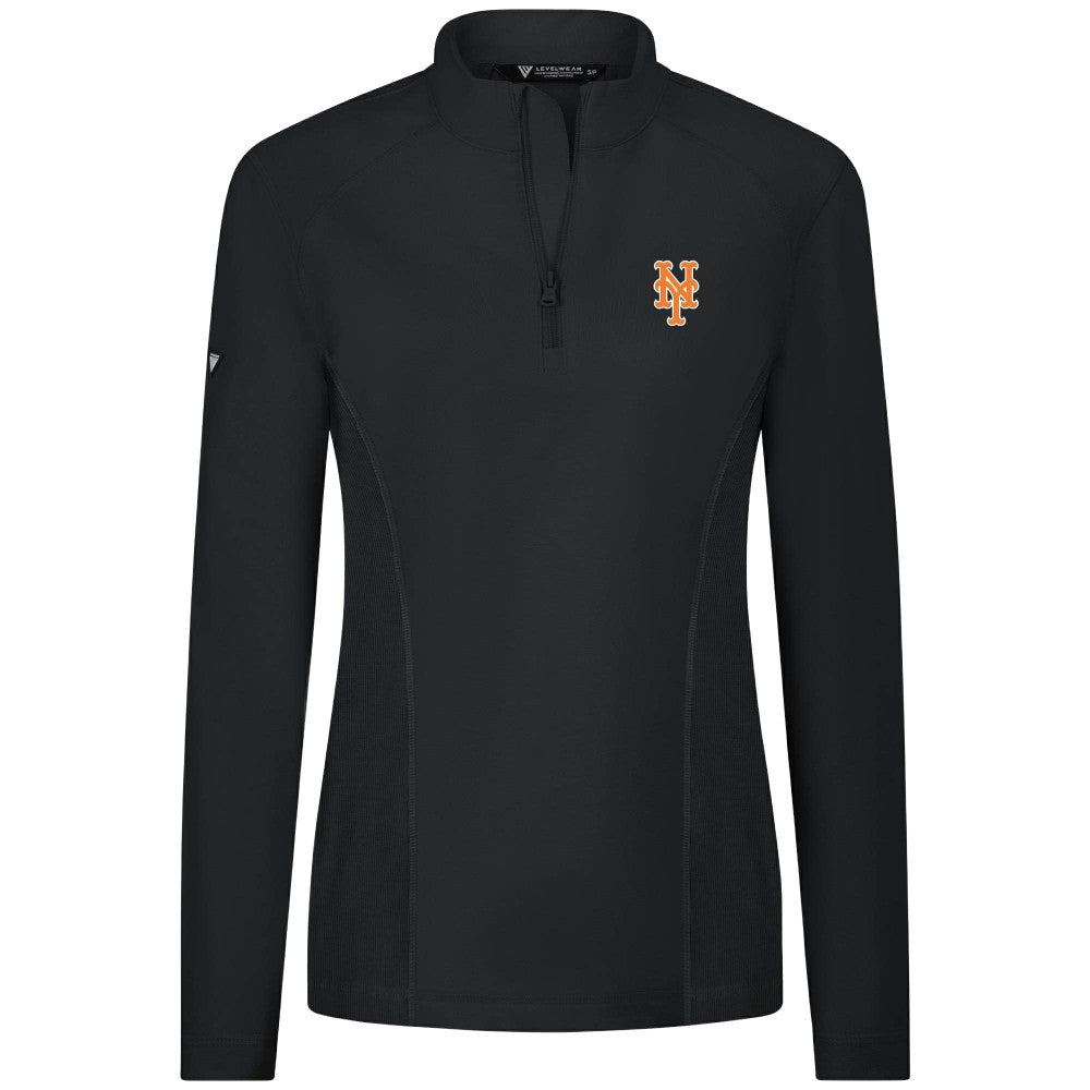 New York Mets Levelwear Women's Upright Insignia 2.0 Quarter-Zip Tri-Blend Top Clearance