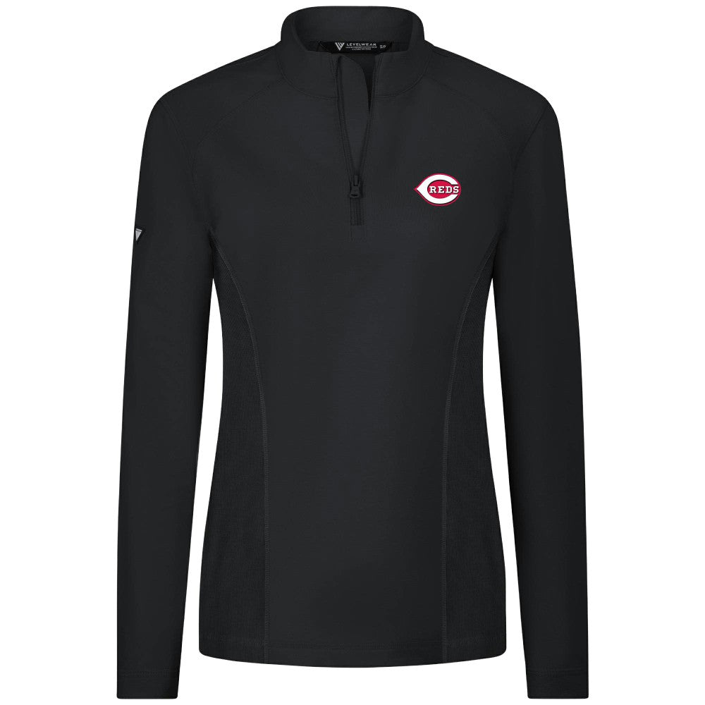Cincinnati Reds Levelwear Women's Upright Insignia 2.0 Quarter-Zip Tri-Blend Top On Sale