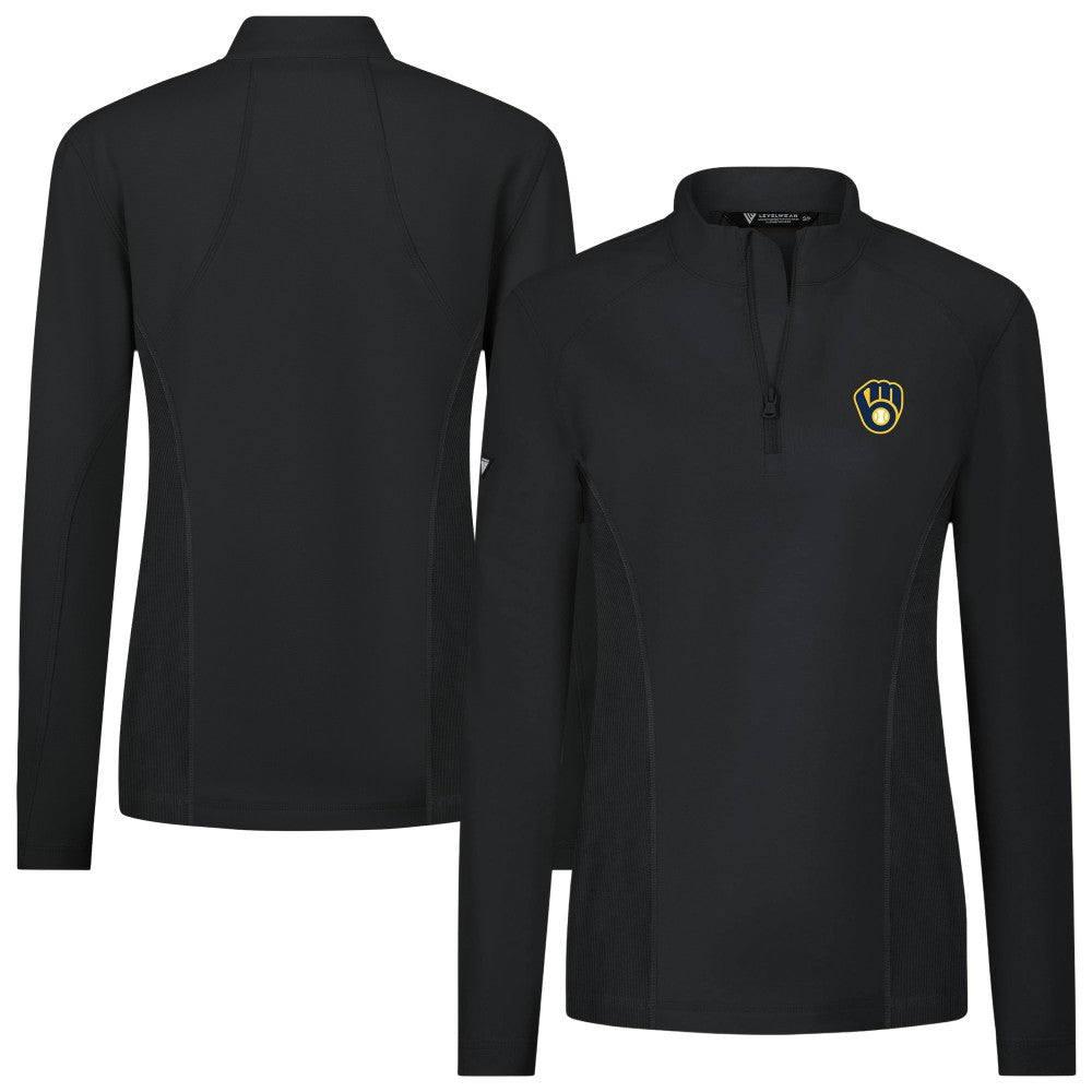 Milwaukee Brewers Levelwear Women's Upright Insignia 2.0 Quarter-Zip Tri-Blend Top Online