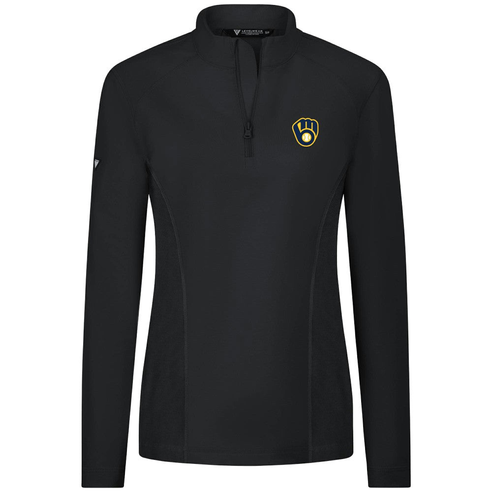 Milwaukee Brewers Levelwear Women's Upright Insignia 2.0 Quarter-Zip Tri-Blend Top Online