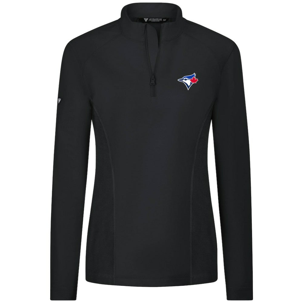 Toronto Blue Jays Levelwear Women's Upright Insignia 2.0 Quarter-Zip Tri-Blend Top Lifestyle