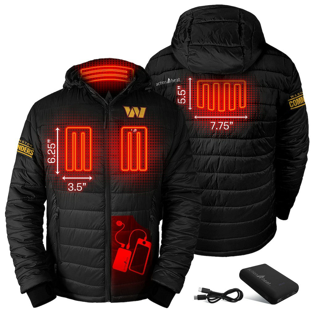 Washington Commanders ActionHeat 5V Battery Heated Full-Zip Hoodie Puffer Jacket Black - NFL