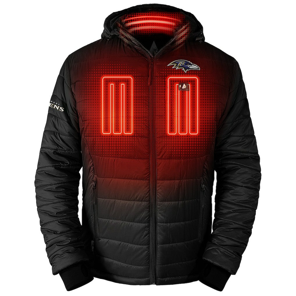 Baltimore Ravens ActionHeat 5V Battery Heated Full-Zip Hoodie Puffer Jacket Black - NFL