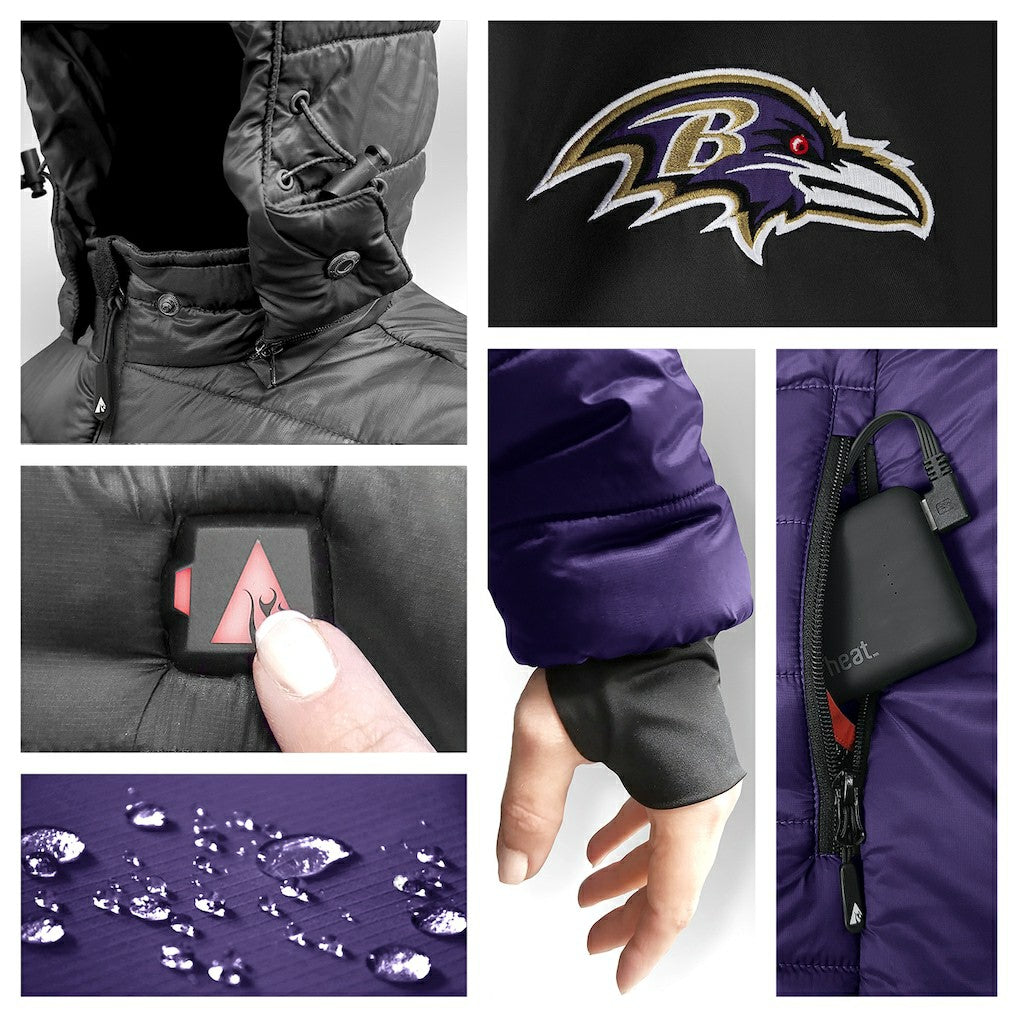Baltimore Ravens ActionHeat 5V Battery Heated Full-Zip Hoodie Puffer Jacket Purple - NFL