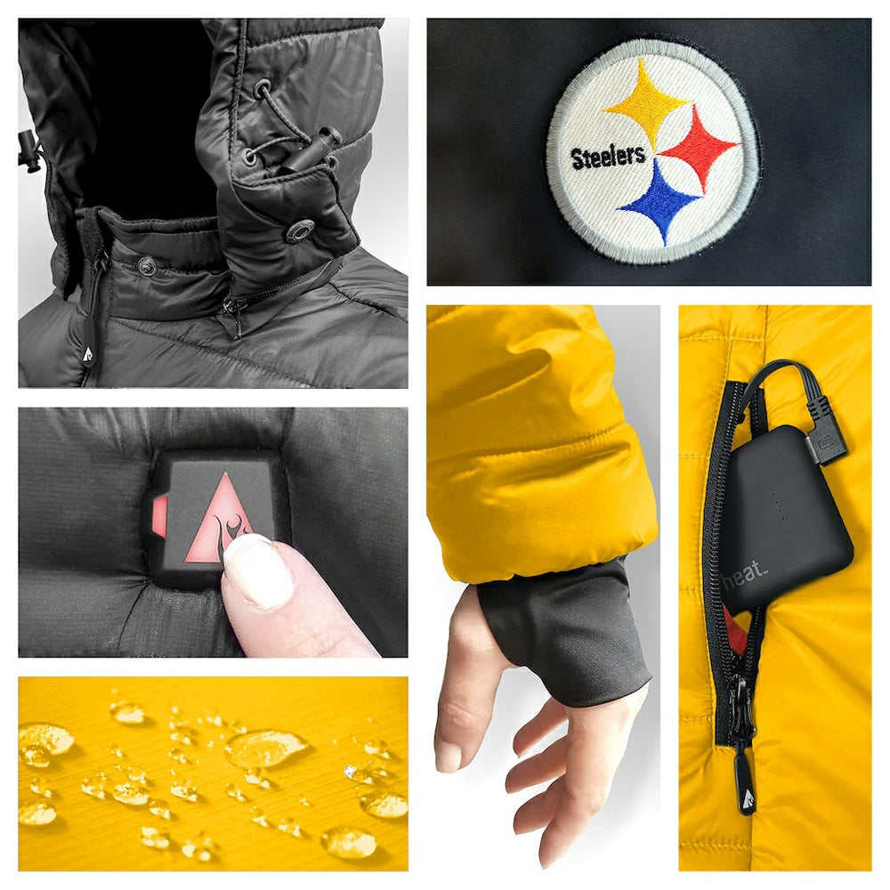 Pittsburgh Steelers ActionHeat 5V Battery Heated Colorblock Full-Zip Puffer Jacket Black/Gold - NFL