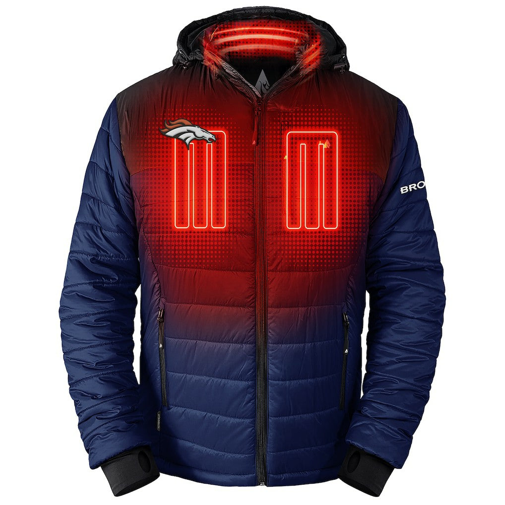 Denver Broncos ActionHeat 5V Battery Heated Colorblock Full-Zip Puffer Jacket Black/Navy - NFL