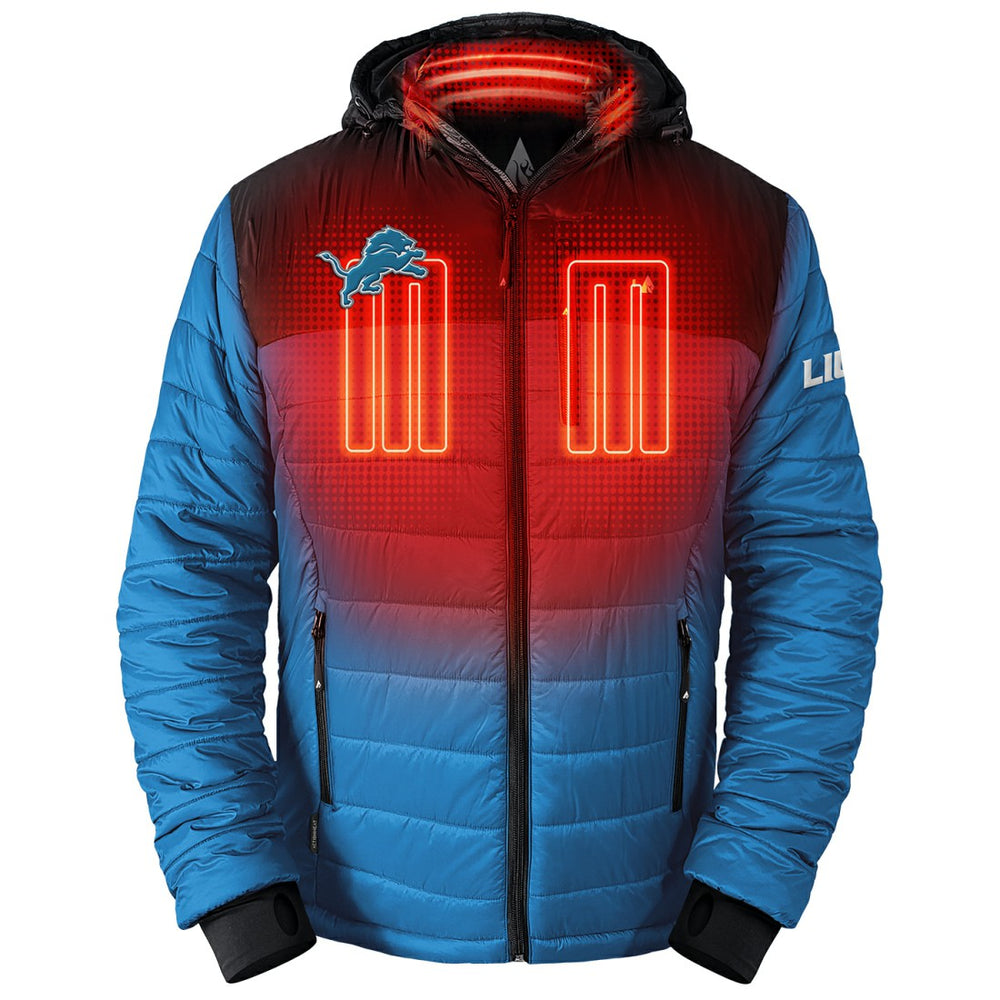 Detroit Lions ActionHeat 5V Battery Heated Colorblock Full-Zip Puffer Jacket Black/Blue - NFL