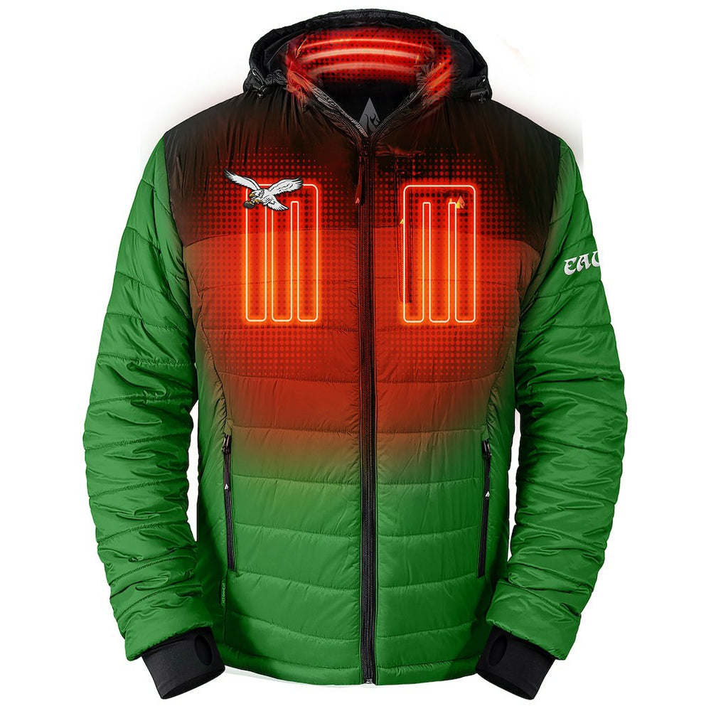 Philadelphia Eagles ActionHeat 5V Battery Heated Colorblock Full-Zip Puffer Jacket Black/Kelly Green - NFL