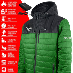 Philadelphia Eagles ActionHeat 5V Battery Heated Colorblock Full-Zip Puffer Jacket Black/Kelly Green - NFL