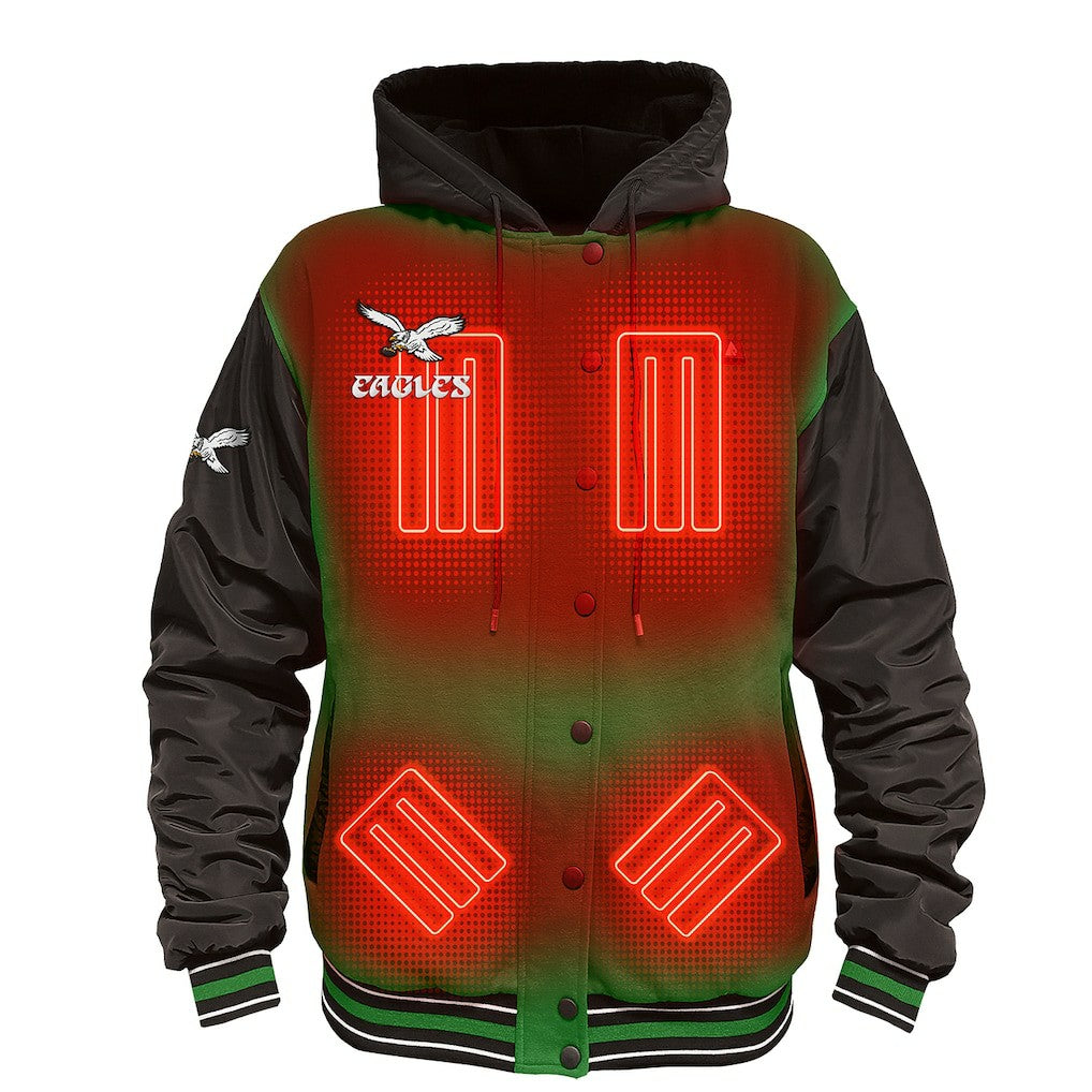 Philadelphia Eagles ActionHeat 5V Battery Heated Full-Snap Varsity Jacket Kelly Green/Black - NFL