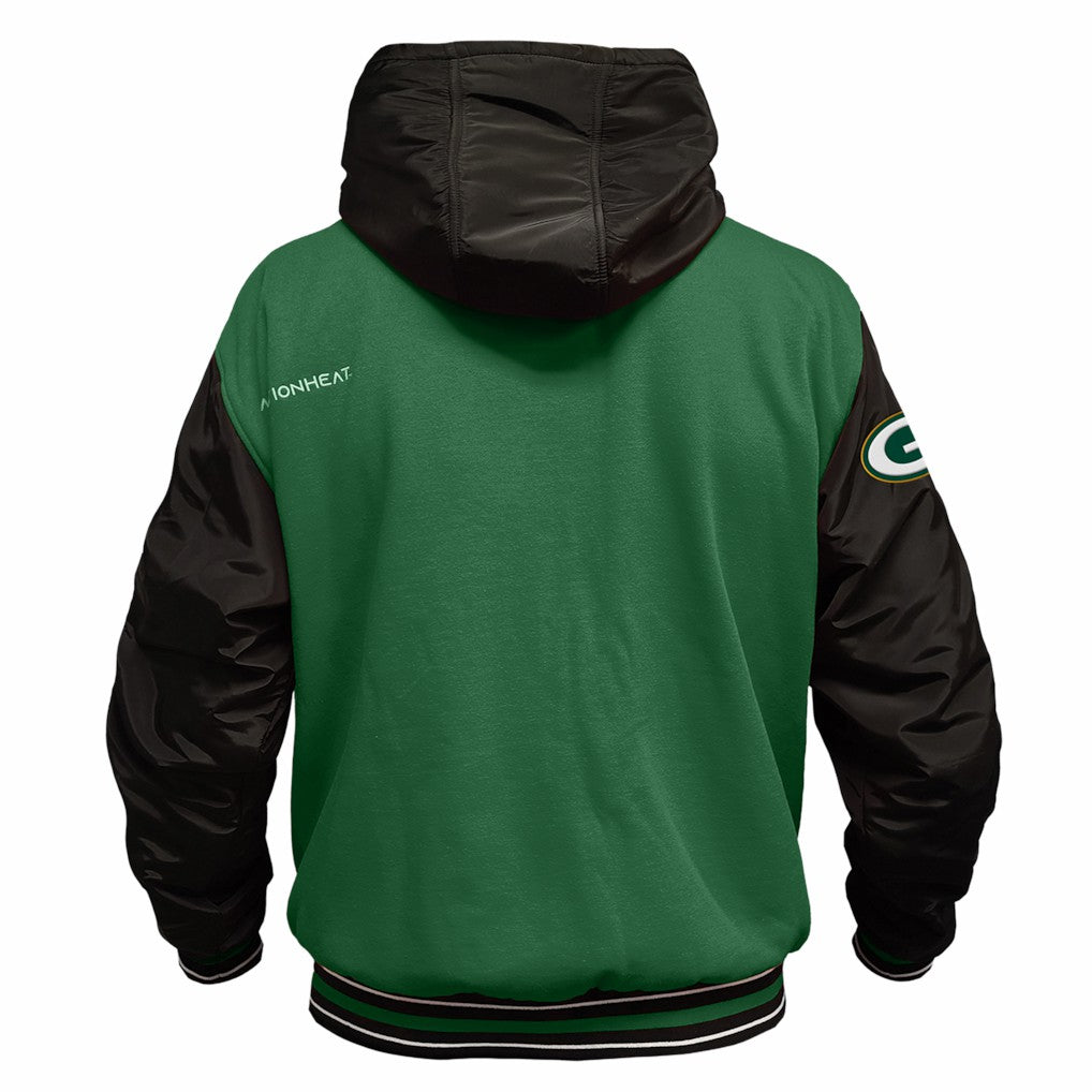 Green Bay Packers ActionHeat 5V Battery Heated Full-Snap Varsity Jacket Green/Black - NFL