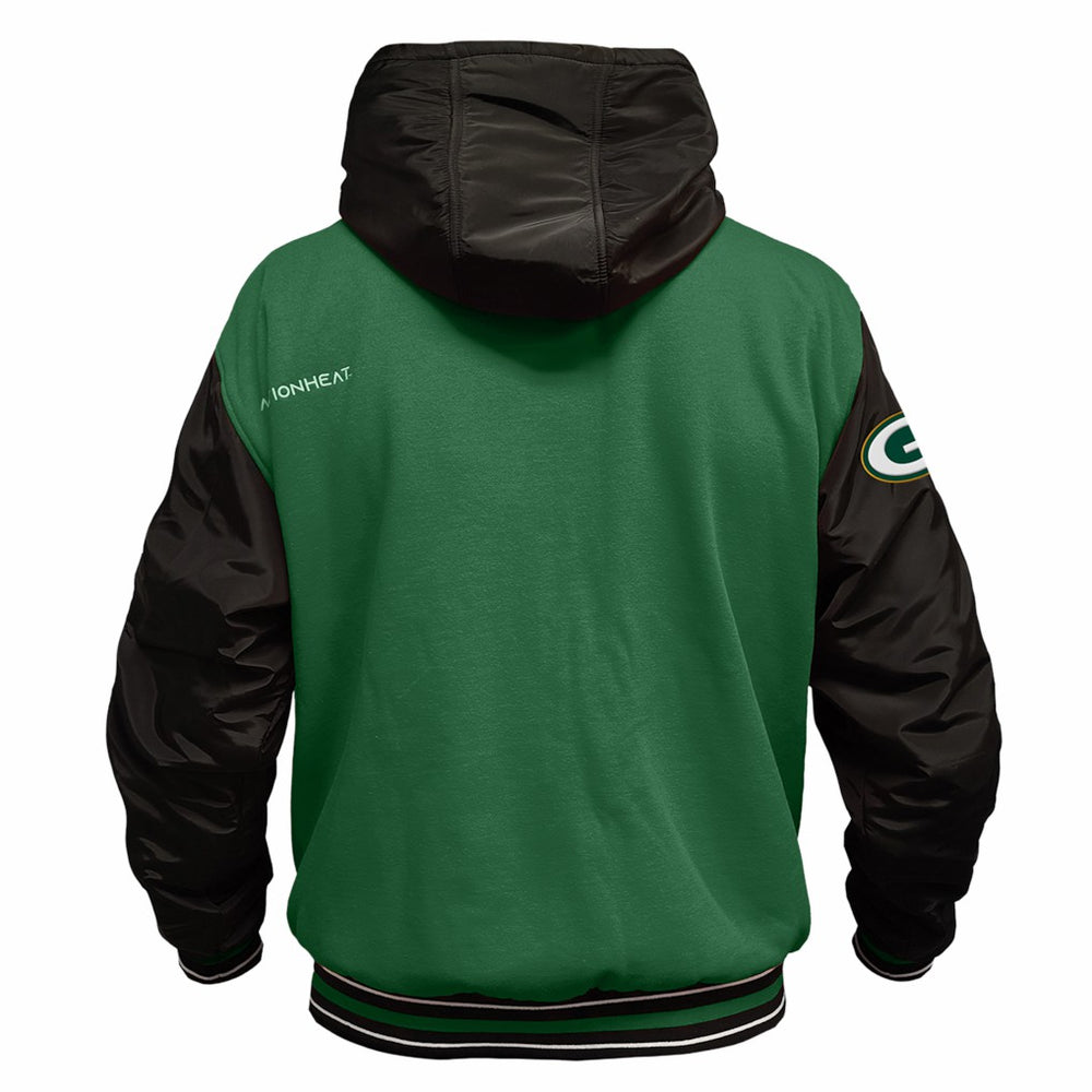 Green Bay Packers ActionHeat 5V Battery Heated Full-Snap Varsity Jacket Green/Black - NFL