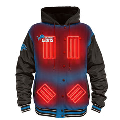 Detroit Lions ActionHeat 5V Battery Heated Full-Snap Varsity Jacket Blue/Black - NFL