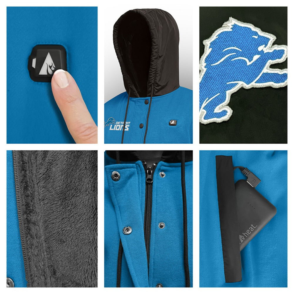 Detroit Lions ActionHeat 5V Battery Heated Full-Snap Varsity Jacket Blue/Black - NFL