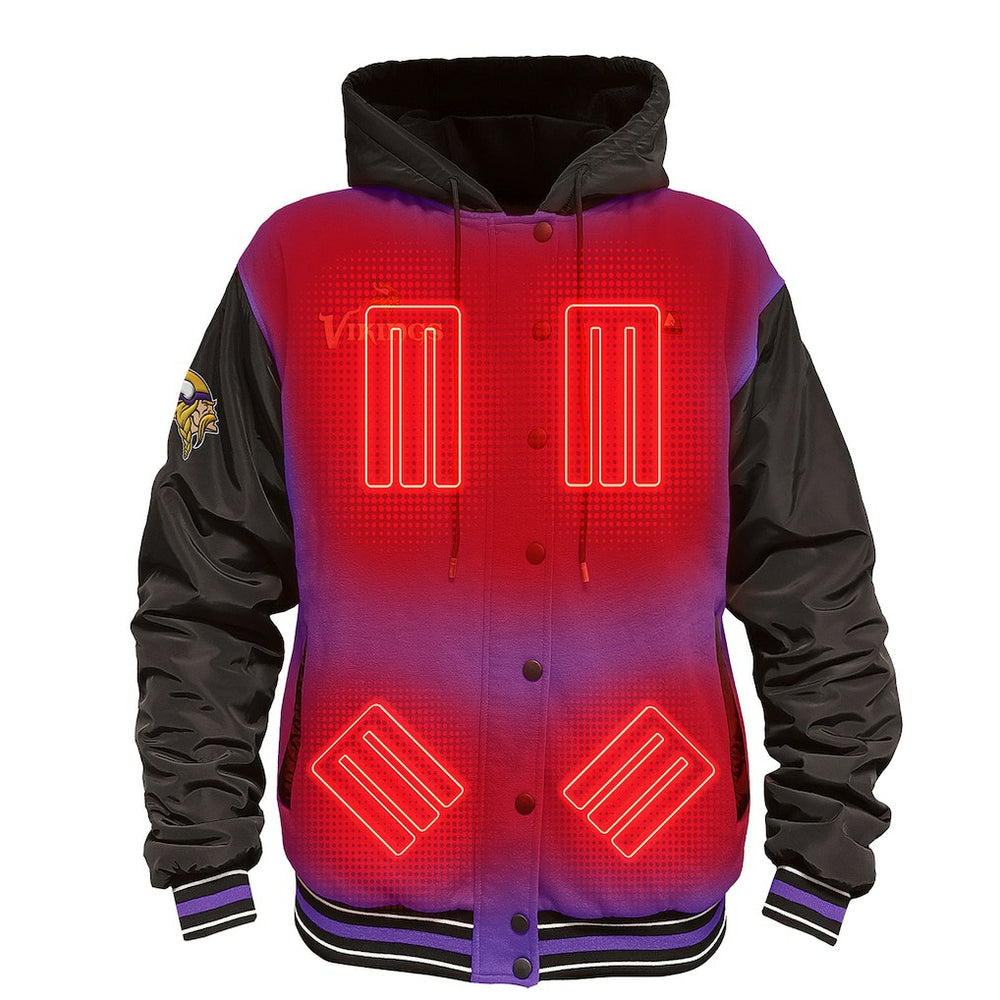 Minnesota Vikings ActionHeat 5V Battery Heated Full-Snap Varsity Jacket Purple/Black - NFL