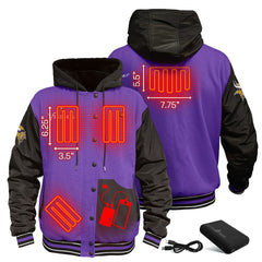 Minnesota Vikings ActionHeat 5V Battery Heated Full-Snap Varsity Jacket Purple/Black - NFL