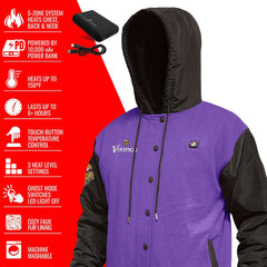 Minnesota Vikings ActionHeat 5V Battery Heated Full-Snap Varsity Jacket Purple/Black - NFL